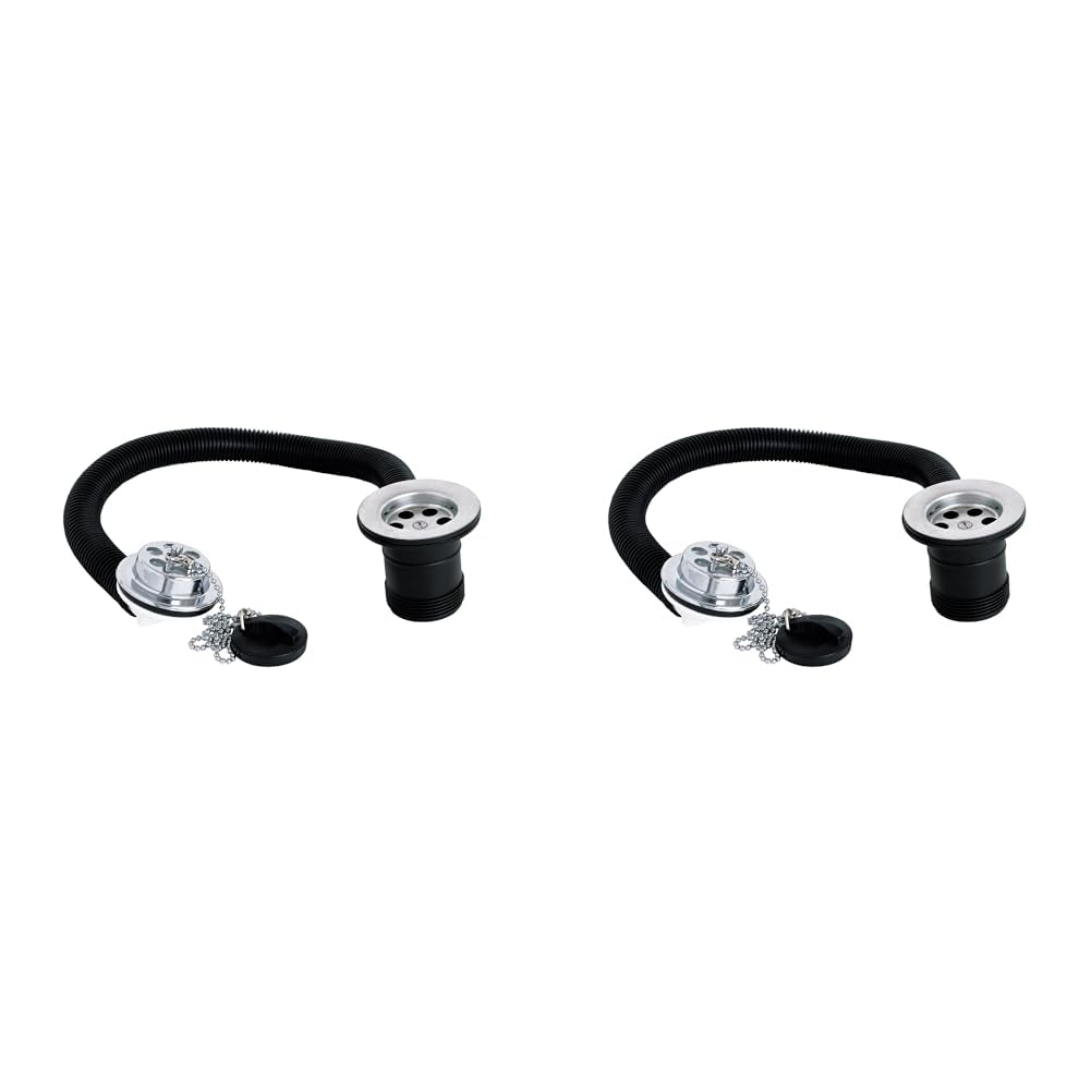 Deva FOV414 Plastic Bath Waste with Overflow and Plug Chrome Finish, 1-1/2" (Pack of 2)