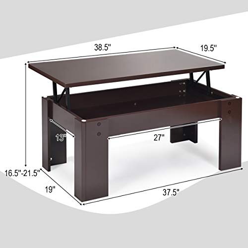 Tangkula Lift Top Coffee Table, w/Hidden Storage Compartment, Cocktail