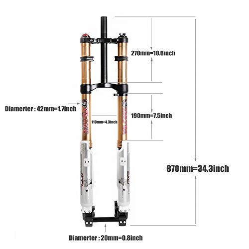 DNM MTB DH Downhill Mountain Bike Fork - Air Front Suspension - 1-1/8" Fork Steerer - Post Mount - 110 x 20mm Wheel Axle for 26" and 27.5"(650B)