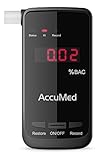 AccuMed Professional Blood Alcohol Breath Tester Breathalyzer with LED Display, Black