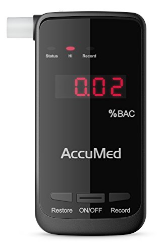 AccuMed Professional Blood Alcohol Breath Tester Breathalyzer with LED Display, Black