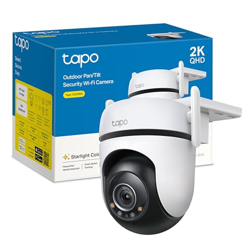 Tapo TP-Link C520WS UEberwachungskamera Aussen, Starlight Farbe Nachtsicht,360° Kamera aussen, 2K 4MP, 2 leistungsstarke Antennen,IP66 wetterfest, Sicherer lokaler&Cloud-Speicher, AI-Erkennung, APP