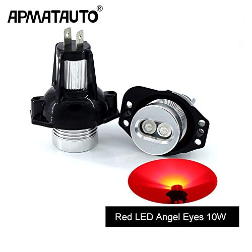 HITSAN INCORPORATION 2pcs x CANbus 10w LED Angel Eyes Marker Lights Bulbs Error Free White/Red/Blue for BMW E90 E91 3 Series 325i 328i 335i 2006-2008 Emitting Color 10w red