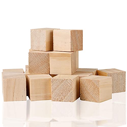 Lulu Home Wooden Cubes, 100 PCS 1" Unfinished Hardwood Blocks, Small