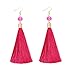 NLCAC Women Thread Tassel Dangle Earrings Silk Fringe Thread Drop Earrings for Parties (fuchsia)