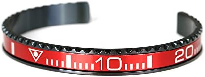 Unidirectional Bezel Bracelet in Black PVD with Red Inset