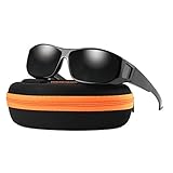 Unisex Wear Over Prescription Sunglasses - Polarized Fit Over Sun Glasses (Bright Black, Grey)