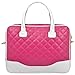 Pink Diamond Quilted Pattern with White Accent Trim Bubble Foam Padded 14.1-Inch Laptop Notebook Sleeve Messenger Shoulder Bag