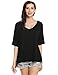 ACEVOG Women's Sexy Long Batwing Sleeve Side Slits Loose Pullover V Neck Casual Top Blouse T-Shirt