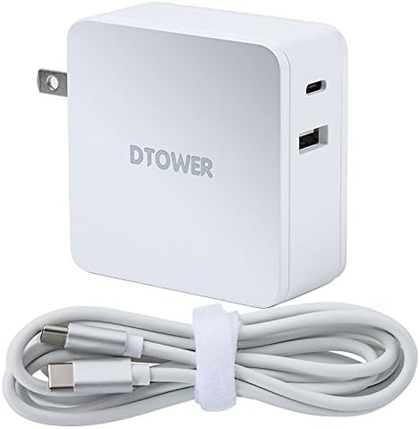 PD Wall Charger USB C Travel Charger 60W 2-Port with a 6ft USB C Cable for iPhone, Android, Macbook Pro, New MacBook - White
