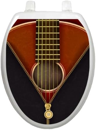 Classic Guitar Toilet Tattoo TT-1005-O Elongated Music Guitarist Theme Cover Bathroom