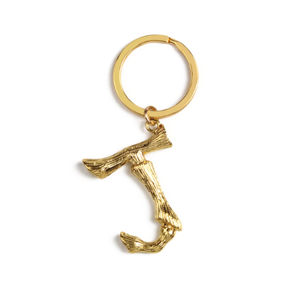 ARFUKA Keyring Alphabet Keychain Stainless Steel Letter J Initial Key Ring Birthday Key Chain for Men and Women Gold