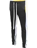 Mens Track Pants Skinny Fit Stripe Multi Tone Stretch Casual Athletic Jogger Sweatpants