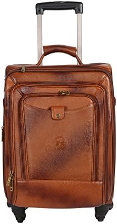 JL Collections Men's 22 Inches Leather Trolley Bag Large Tan