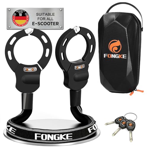 FONGKE E Scooter Lock with Bag, Handcuff Lock, Lock for E Scooter, Bicycle Lock High Security, Chain Lock Bicycle Anti-Theft, Fire-Hardened Steel, Ideal for Scooter/Bicycle