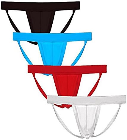 YunKi Men's Breathable Athletic Supporter Performance Jockstrap Elastic Waistband Sexy Underwear (4-pack Mix, Small)