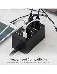 Sabrent - Cargador rápido de sobremesa de tamaño familiar con 10 puertos, puertos USB inteligentes con tecnología de detección automática, color negro (AX-TPCS)