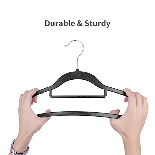 IEOKE Plastic Hangers for Clothes - 30 Pack Lightweight Space Saving Black Clothes Hangers, Heavy Duty Hangers with Notches on Shoulders for Skirts Suits Coats Scarves and Camisole