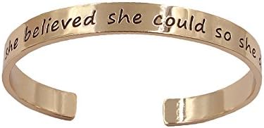 Yee Yeung She Believed She Could So She Did Inspirational Expandable Bangle Cuff Bracelet