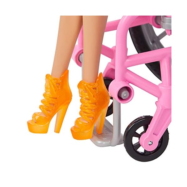 Barbie-Fashionistas-Doll-165-with-Wheelchair-and-Long-Blonde-Hair Barbie Fashionistas Doll #165, with Wheelchair & Long Blonde Hair Wearing Tropical Romper, Orange Shoes & Lemon Fanny…