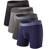 DAVID ARCHY Mens Boxer Briefs Rayon Made From Bamboo Breathable Soft Underwear Support Pouch Underwear for Men 4 Pack