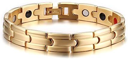XUANPAI Unisex Stainless Steel Magnetic Therapy Bracelet with Strength 4 Element,Free Link Removal Kit