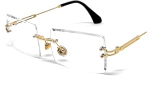 Street Knitted Luxury Rimless Designer Square Retro Gold Wire Metal Frame Clear Lens Eye Glasses Unisex Trendy Rectangle Frameless Hip Hop Glasses For Men And Women