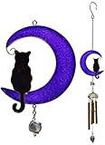 Jones Black Cat on a Moon Wind Chime