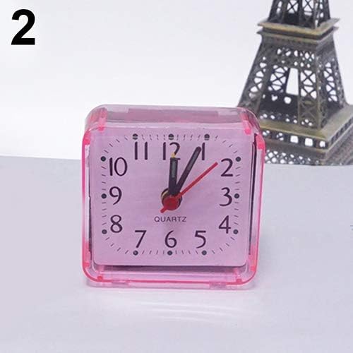 funie Clock | Bed Travel Mini Portable Compact Square Quartz Beep Table Silent Alarm Clock - Red