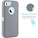 iPhone 5S Case,iPhone SE Case,Fogeek Heavy Duty PC and TPU Combo Protective Defender Body Armor Case for iPhone 5S,iPhone SE and iPhone 5 with Finger Print Function (-Grey/Light Blue-)