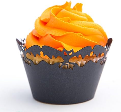 Cupcake Wrappers Scary Bats x50pcs. 3 styles to choose in shimmering black (Scary Bats)