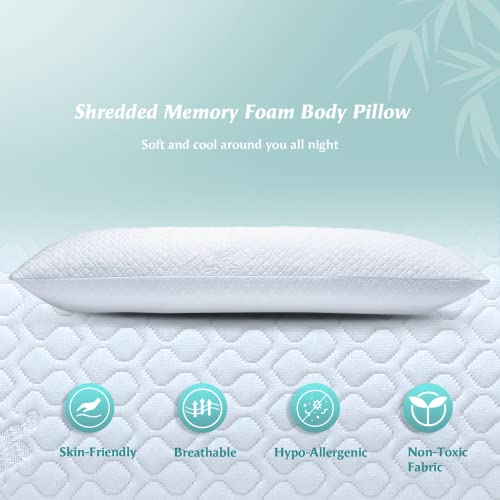 Rainmr Shredded Memory Foam Full Body Pillow Side Sleeper Huggable Long Pillow for Body