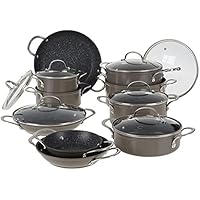 Curtis Stone 17-Piece Dura-Pan Nonstick Nesting Cookware Set - Stone Gray