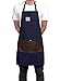 Aprons For Men And Women With Leather Pocket - Chef Kitchen Canvas Hairstylist Apron - Navy Blue