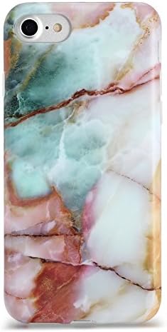 iPhone 7 Case, iPhone 8 Case, Sankton Slim Shockproof Flexible Soft TPU cover with Matte Pattern for iPhone 7/iPhone 8 4.7-inch (Green Line Marble)