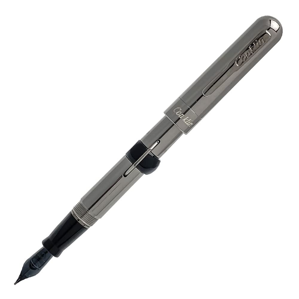 Conklin Mark Twain Gunmetal Crescent Filler 1898 Limited Edition Fountain Pen – Broad Nib – Luxury Writing Instrument