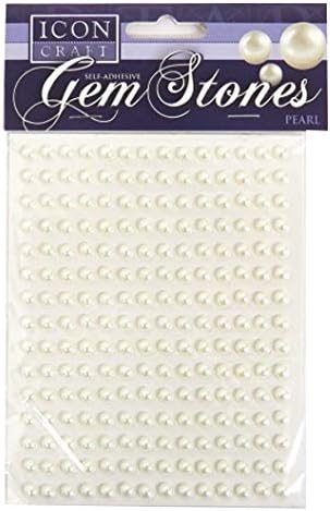 Icon Craft Pearl Gem Stones 6mm, Self Adhesive - White, Pack of 210