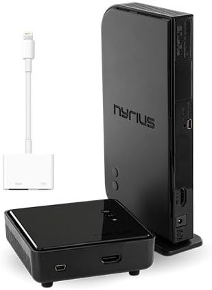 Nyrius Aries Home HDMI Digital Wireless Transmitter & Receiver for HD 1080p Video Streaming with IR Remote Extender (NAVS500) - Bonus Apple 30-Pin Digital AV Adapter Included