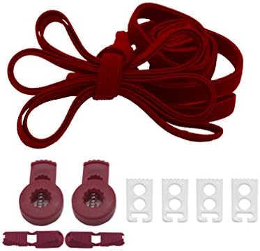 Elastic No Tie Shoelaces for Adults or Kids Two Types of Lock Shoe Laces Fit All Sneakers Boots Red