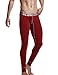 SEOBEAN Low Rise Mens Underwear Pants Long John Cotton Dark Red 2276
