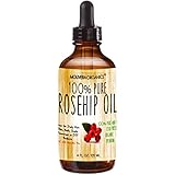 Molivera Organics Rosehip Oil 4 Fl Oz. 100% Pure Premium Organic Cold Pressed Virgin Rosehip Seed Oil -Best for Hair, Skin, Face &amp; Nails – Great for DIY – UV Resistant Bottle