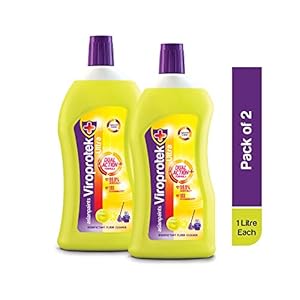 Asian Paints Viroprotek Ultra Disinfectant Floor Cleaner Liquid (Citrus), Kills 99.9% Germs* – 1L Bottle (Pack of 2)