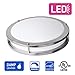OSTWIN 14 Inch LED Flush Mount Ceiling Light, 21W (170W Equivalent), 1470 Lm, Dimmable Close to Ceiling Light Fixture for Kitchen Hallway Laundry, Brushed Nickel, 5000K, Energy Star, ETL