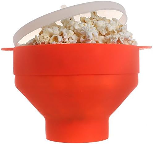 Collapsible Microwave Popcorn Popper with Handles BPA free (Red)