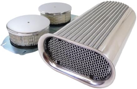 HilBorn Carb Finned Polished Aluminum Hood Scoop, Dual Quad, Paper Element