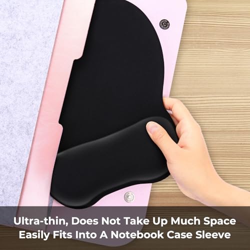 EooCoo Ergonomic Mouse Pad with Wrist Support, Mousepad with Memory Foam Wrist Rest and Non-Slip Base for Computer, Cafe, Home & Office, 9.64 x 8.26 in Office Desk Accessories, Black