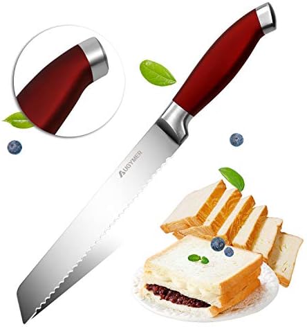 Augymer パンナイフ ケーキナイフ パン切り 波型の刃 切れ味抜群 パンきり包丁 刃渡り0mm ステンレス鋼 包丁 ほうちょう パン切り包丁 ナイフ カット 庖丁 キッチン用品 調理用品 パン切りナイフ 家庭用 業務用 パンきりナイフ キッチンナイフ キッチンツール パン切り