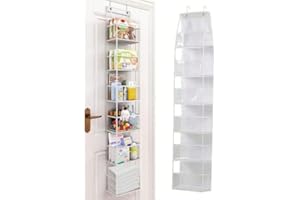 Over The Door Shoe Organizer with 6 Big Pockets - Space Saving Hanging Shoe Storage Rack for Clothing, Toys