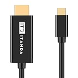 USB C to HDMI Cable (6ft/1.8m), ITANDA USB 3.1 Type C Male (Thunderbolt 3 Compatible) to HDMI Male 4K Cable for the 2016 MacBook Pro, 2015 MacBook, ChromeBook Pixel, Samsung Galaxy S8/S8 Plus etc