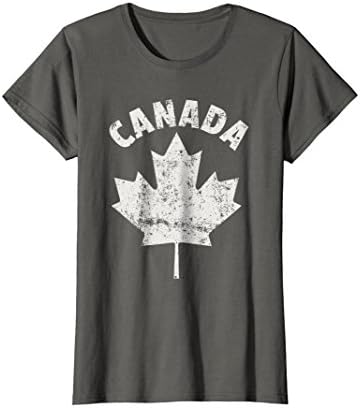 Womens FLAG OF CANADA SHIRT Red White Fun Cool Canadian T-Shirt Medium Asphalt